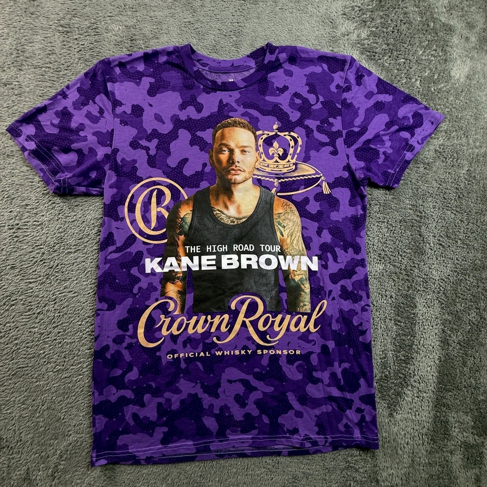 Kane Brown High Road Tour T-Shirt M Purple Camo Crown Royal Concert Tee